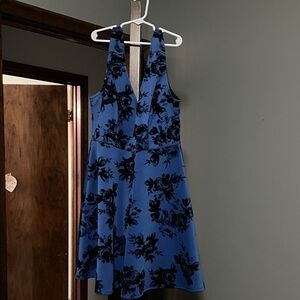 Maurices Blue and Black Floral Backless Dress